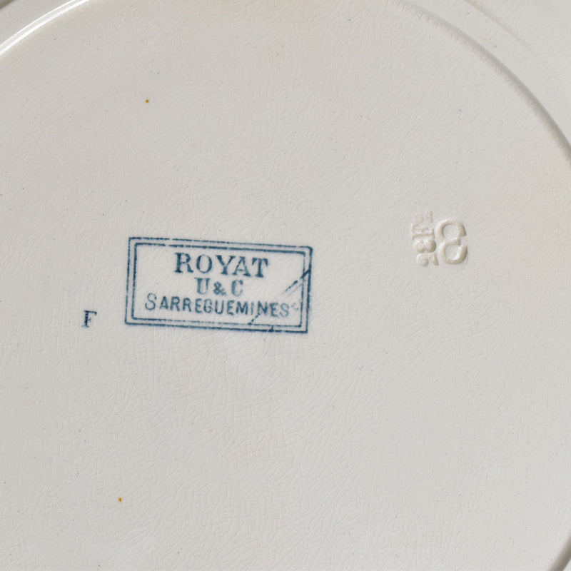 Antique large plate U&C Sarreguemines Royat 31cm