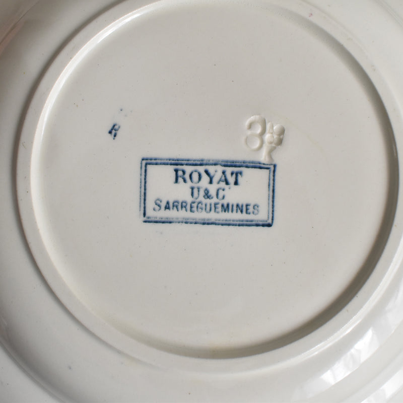 Antique Deep Plate - U&C Sarreguemines Royat (Royat) B