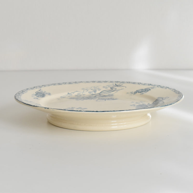 Antique pedestal plate U&C Sarreguemines Royat