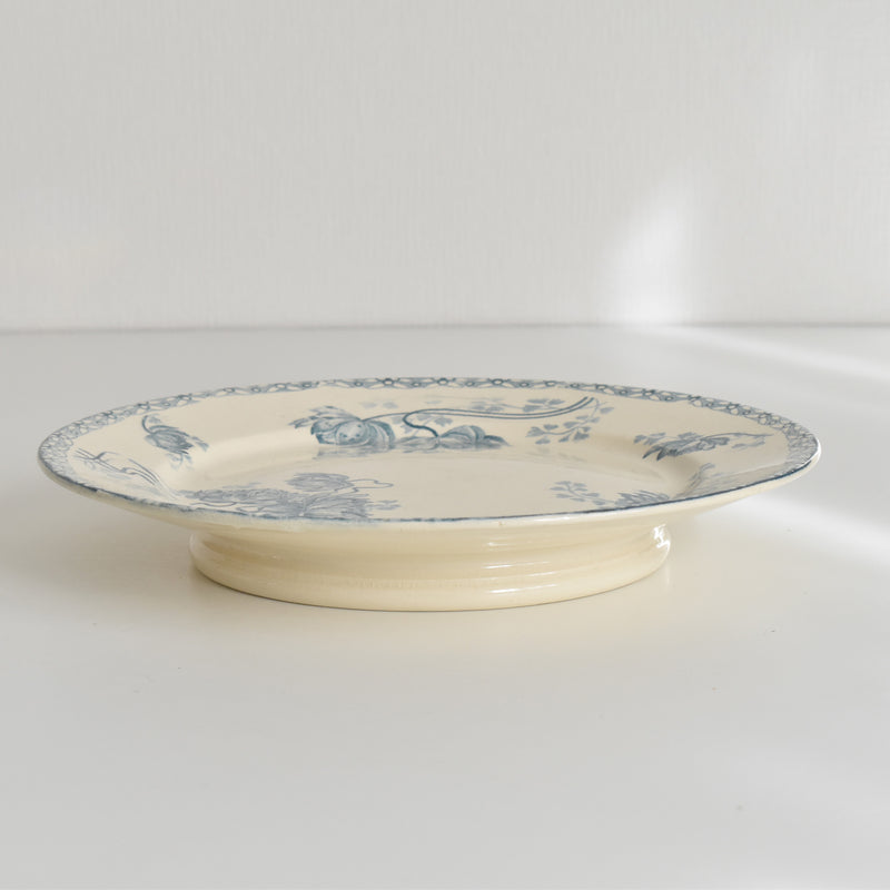 Antique pedestal plate U&C Sarreguemines Royat