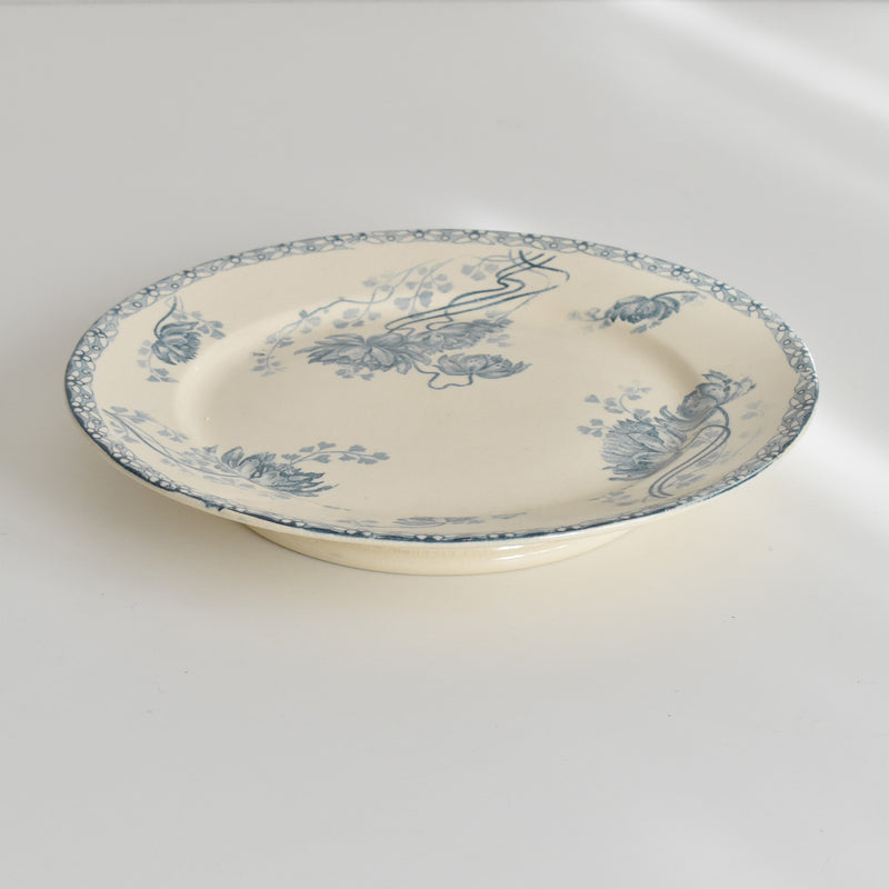 Antique pedestal plate U&C Sarreguemines Royat