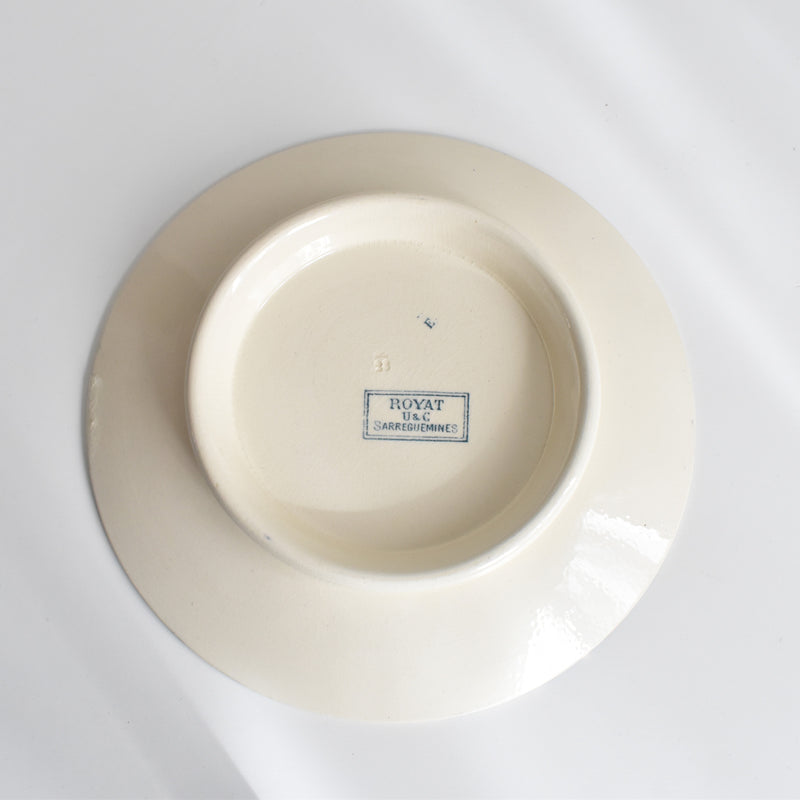 Antique pedestal plate U&C Sarreguemines Royat