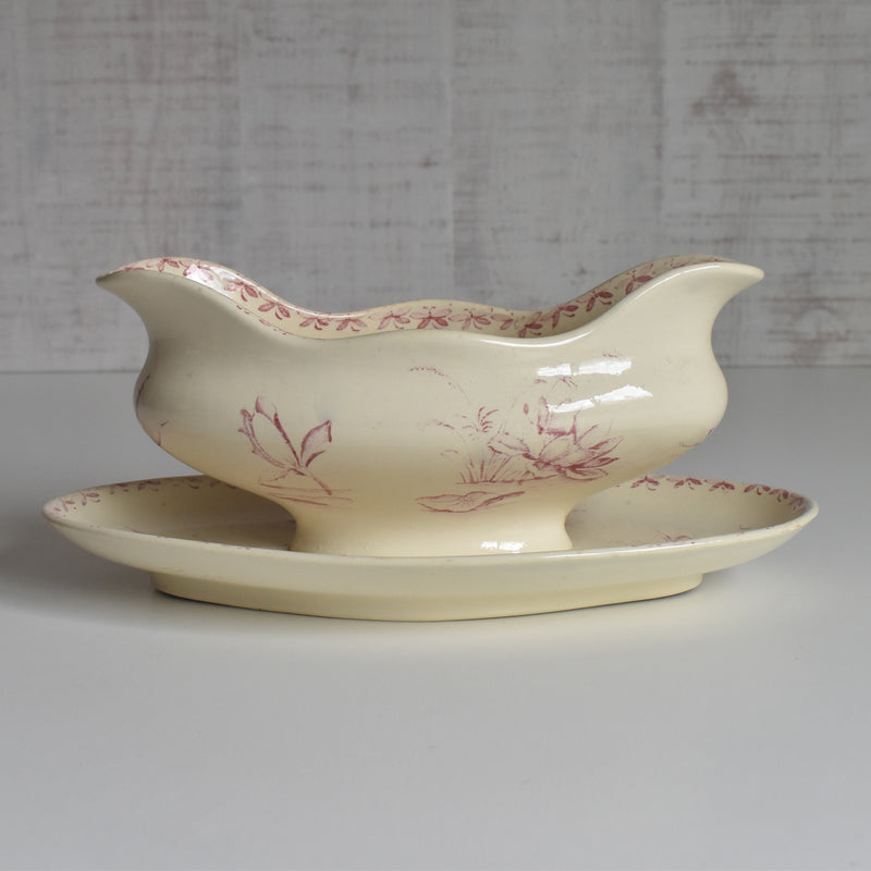 Antique Sauce Boat, Badonviller Nénuphar