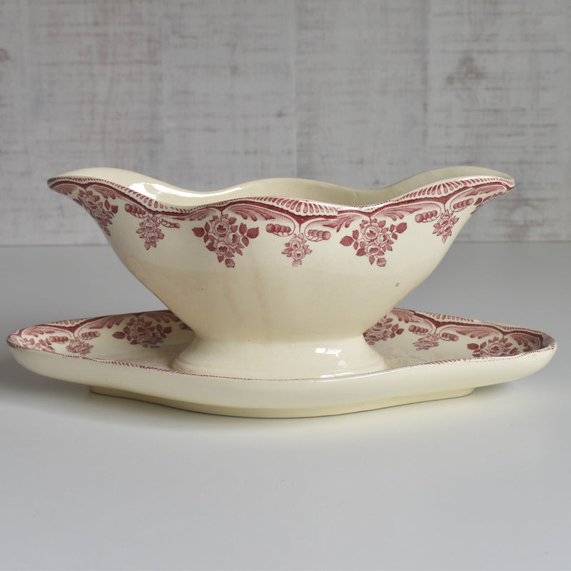 Antique Choisy le Roi Sauce Boat - Bordeaux