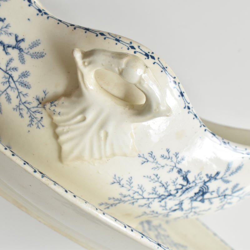 Antique Sauce Boat Terre de Fer Coquillages