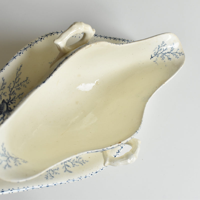 Antique Sauce Boat Terre de Fer Coquillages