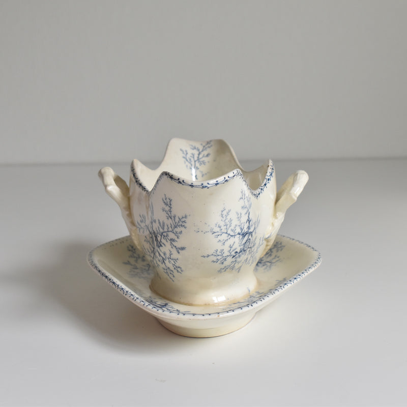 Antique Sauce Boat Terre de Fer Coquillages
