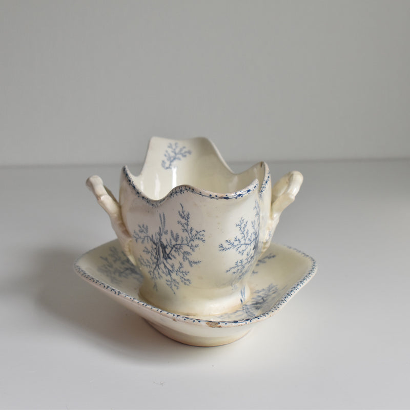 Antique Sauce Boat Terre de Fer Coquillages