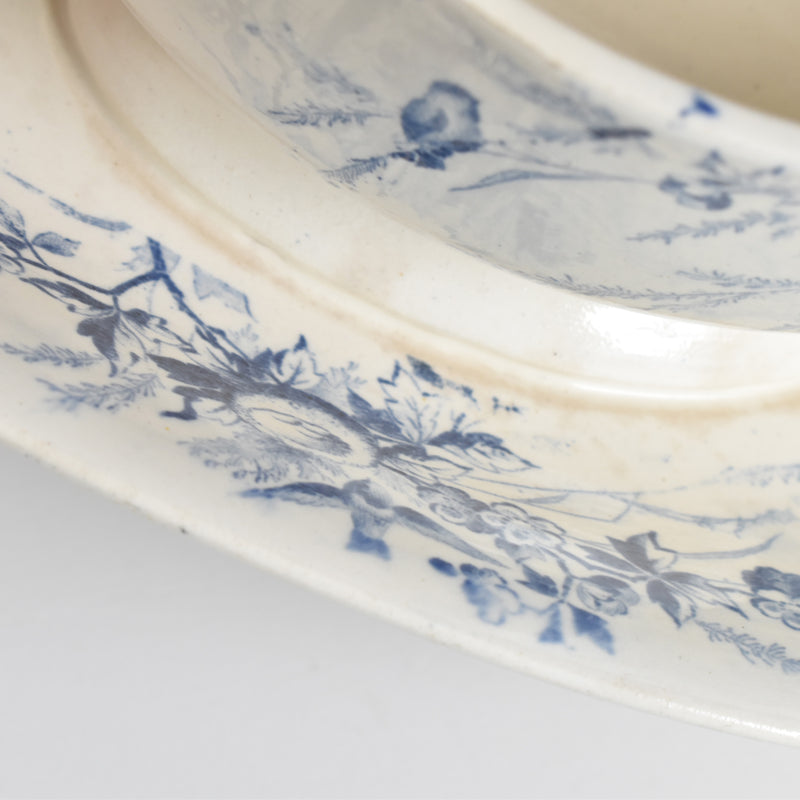 Antique Creil et Montereau Sauce Boat, "Linotte"