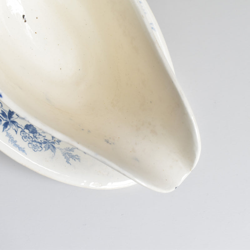 Antique Creil et Montereau Sauce Boat, "Linotte"