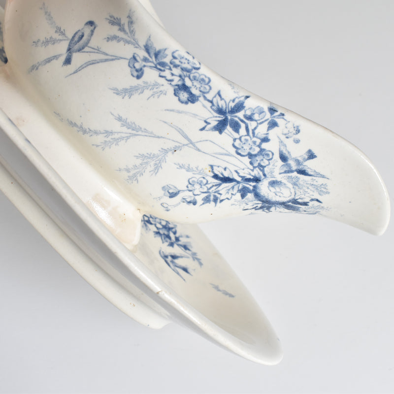 Antique Creil et Montereau Sauce Boat, "Linotte"