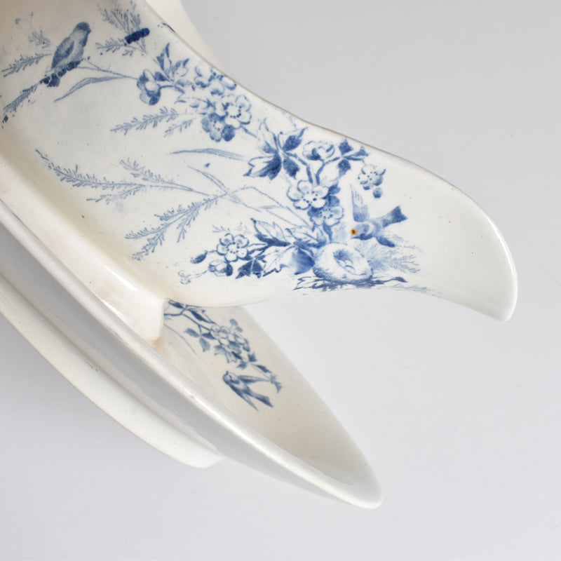 Antique Creil et Montereau Sauce Boat, "Linotte"