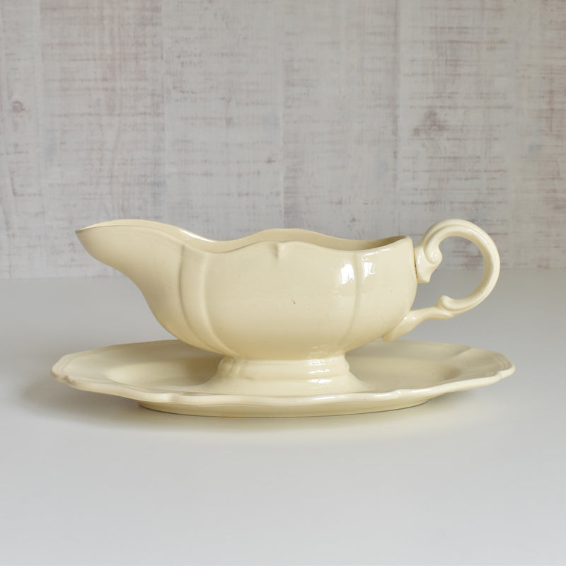 Vintage Digoin & Sarreguemines Rohan Sauce Boat (Scalloped Rim)