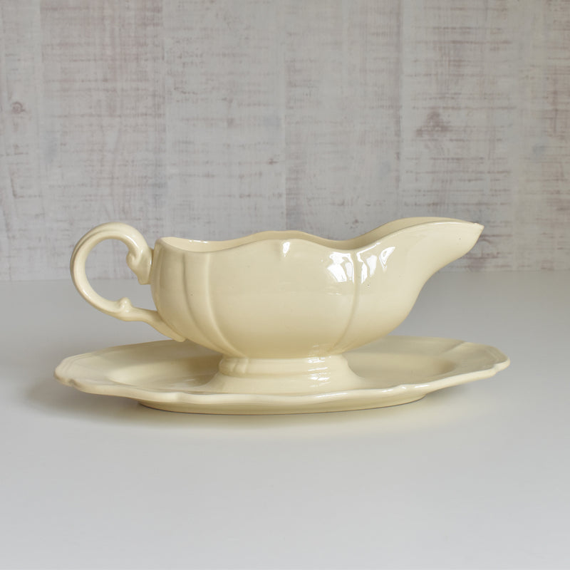 Vintage Digoin & Sarreguemines Rohan Sauce Boat (Scalloped Rim)