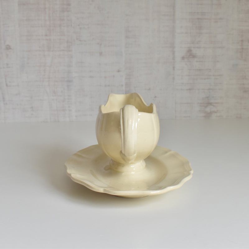 Vintage Digoin & Sarreguemines Rohan Sauce Boat (Scalloped Rim)