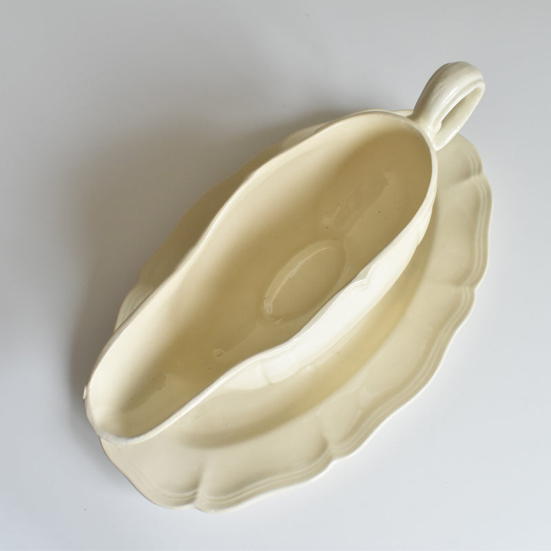 Vintage Digoin & Sarreguemines Rohan Sauce Boat (Scalloped Rim)