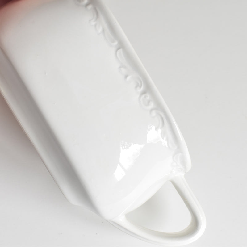 Vintage Sauce Boat Digoin & Sarreguemines White Relief