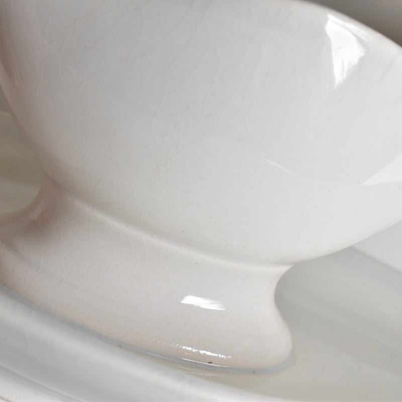 Antique Digoin & Sarreguemines White Sauce Boat