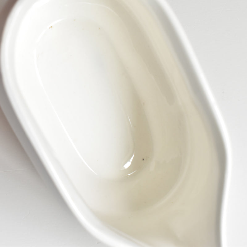 Vintage Sauce Boat Digoin & Sarreguemines White Relief