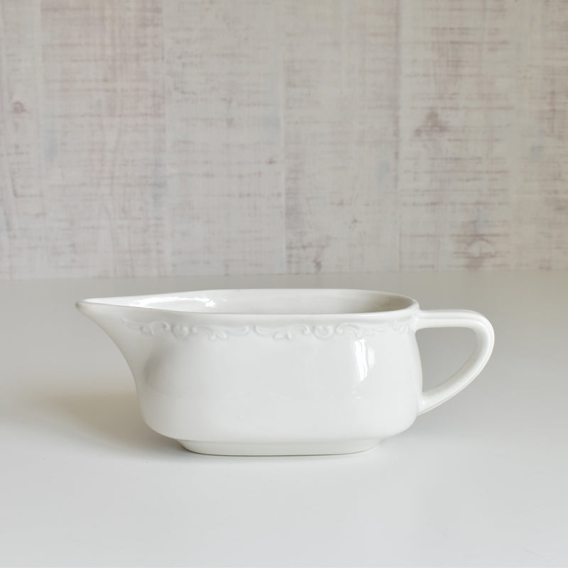 Vintage Sauce Boat Digoin & Sarreguemines White Relief