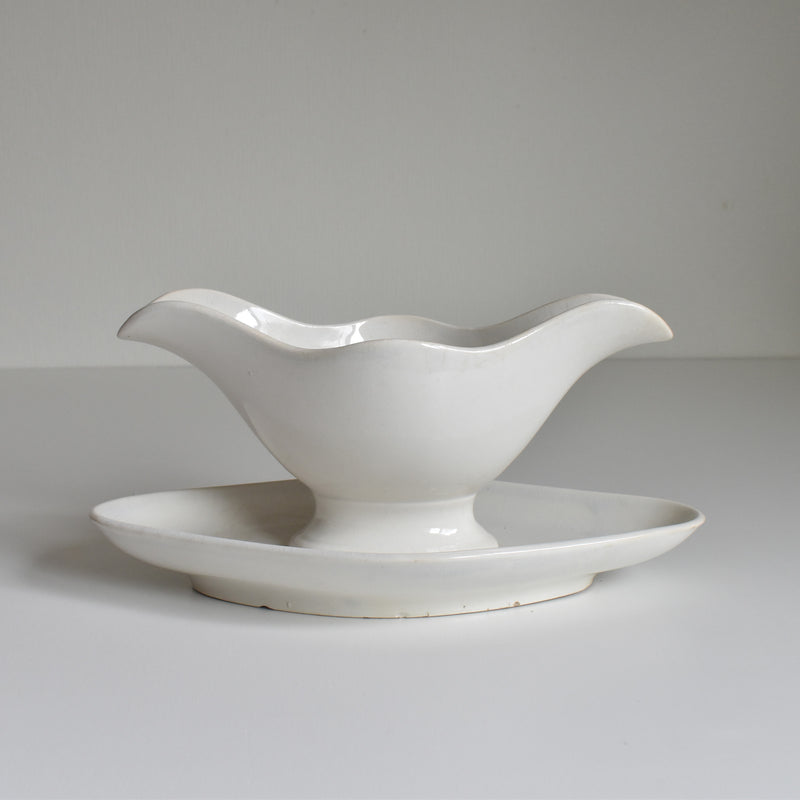 Antique Digoin & Sarreguemines White Sauce Boat