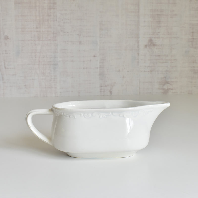 Vintage Sauce Boat Digoin & Sarreguemines White Relief