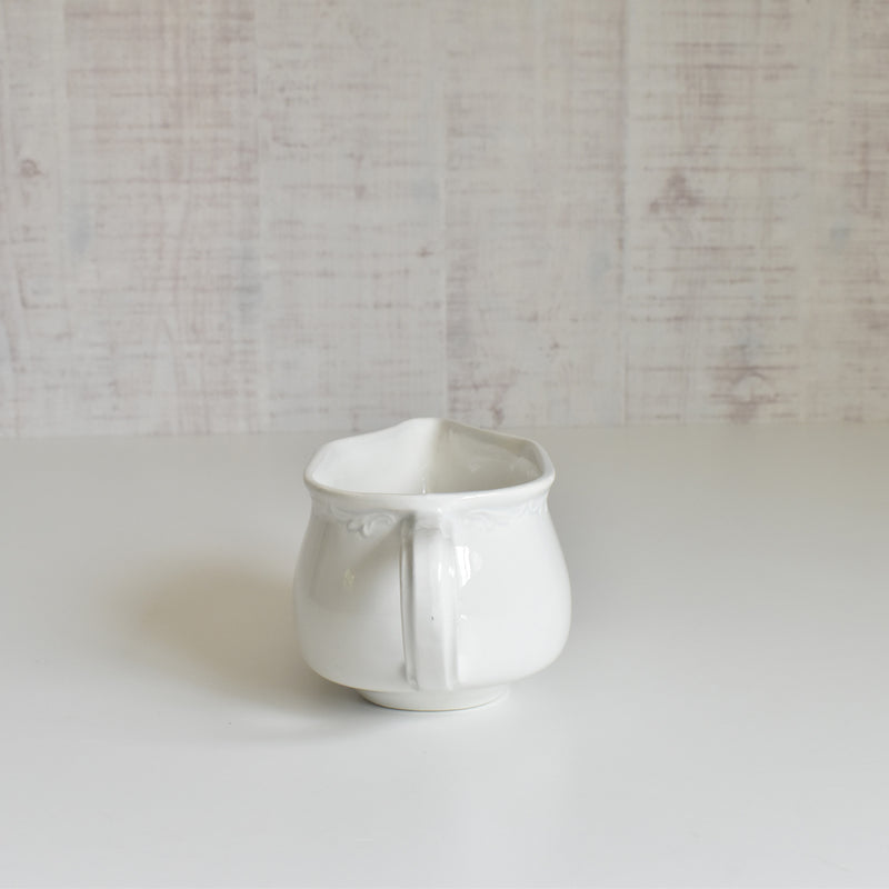 Vintage Sauce Boat Digoin & Sarreguemines White Relief