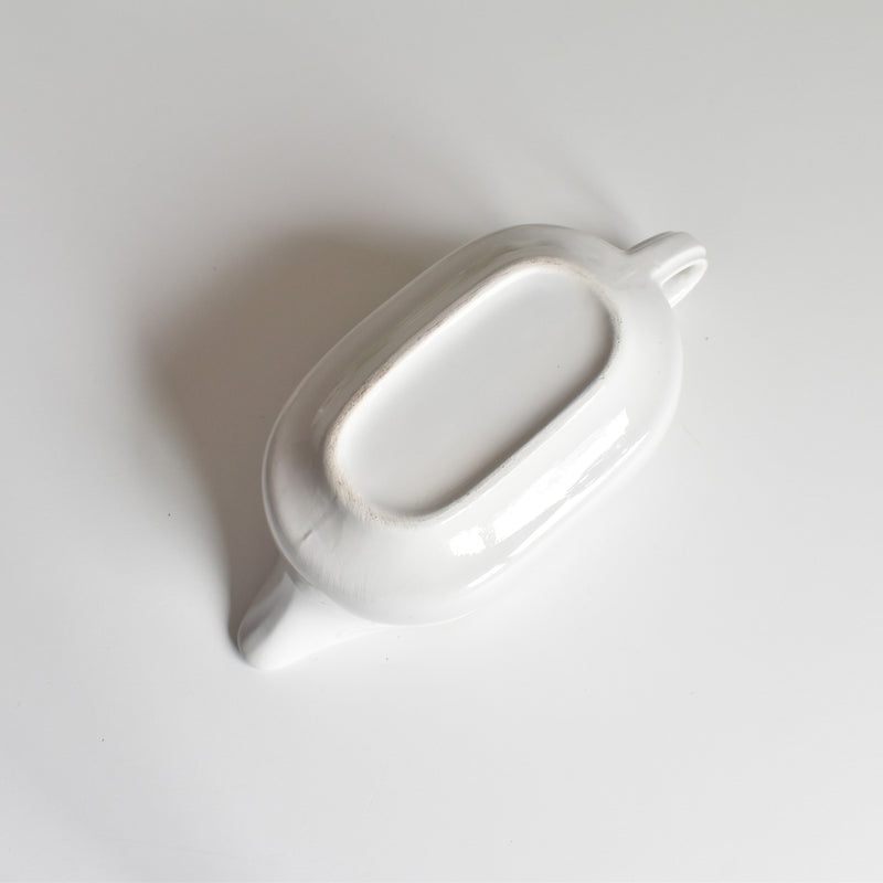 Vintage Sauce Boat Digoin & Sarreguemines White Relief