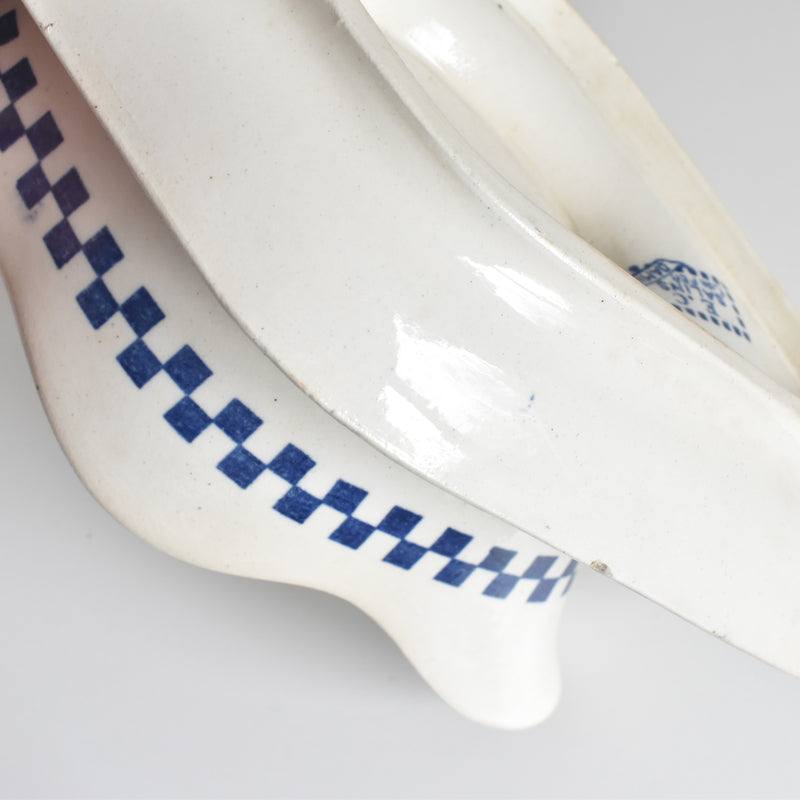Antique Sauce Boat Sarreguemines Damier