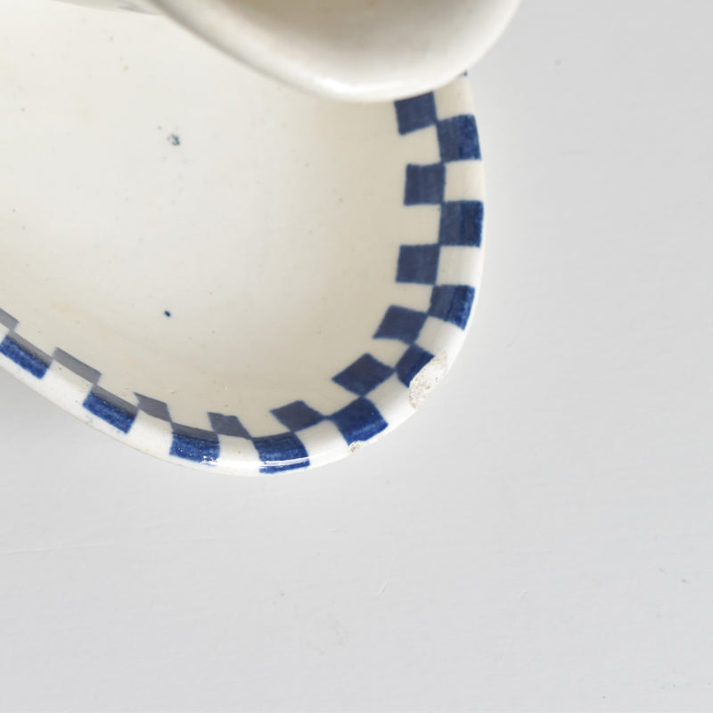 Antique Sauce Boat Sarreguemines Damier
