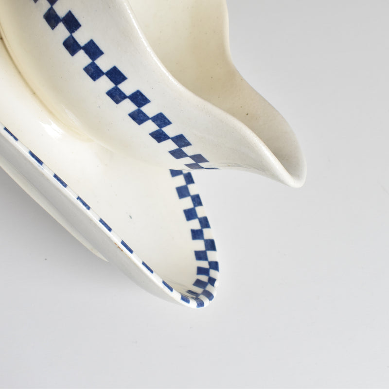 Antique Sauce Boat Sarreguemines Damier