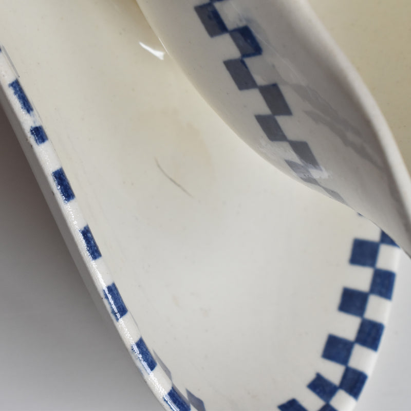 Antique Sauce Boat Sarreguemines Damier