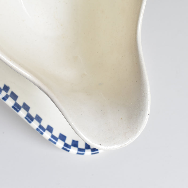 Antique Sauce Boat Sarreguemines Damier