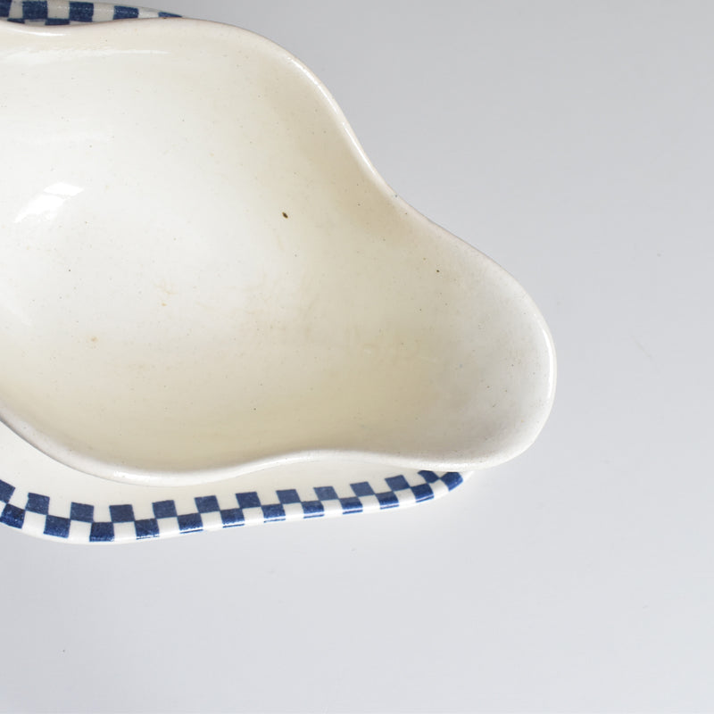Antique Sauce Boat Sarreguemines Damier
