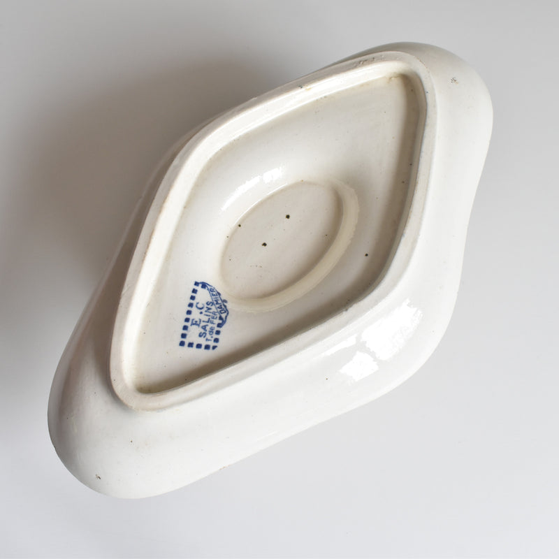 Antique Sauce Boat Sarreguemines Damier