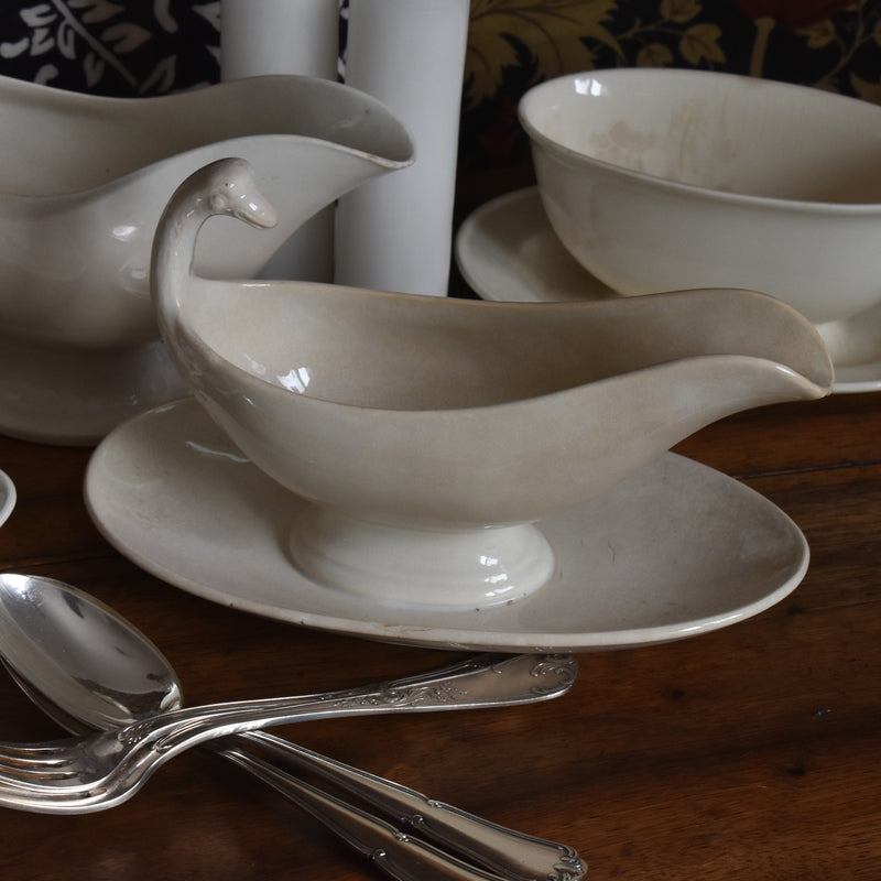 Antique Saucier Sarreguemines Swan