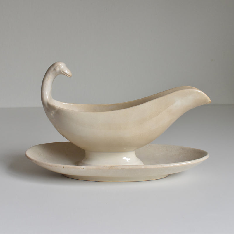 Antique Saucier Sarreguemines Swan