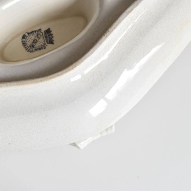 Antique Sauce Boat Sarreguemines White