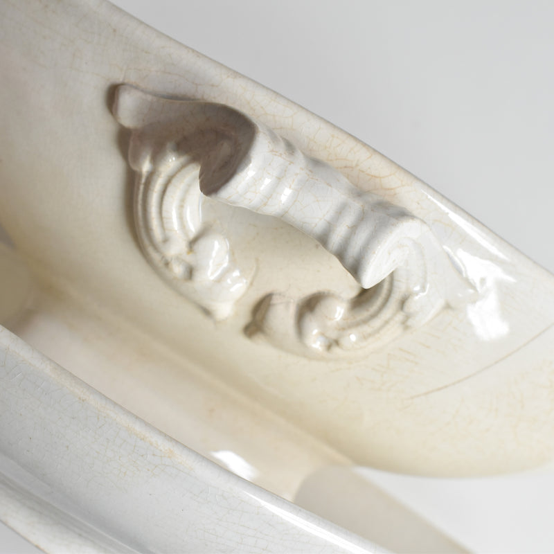 Antique Sauce Boat Sarreguemines White