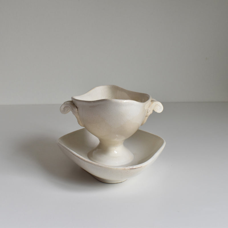 Antique Sauce Boat Sarreguemines White