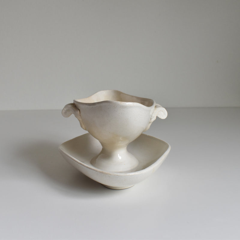 Antique Sauce Boat Sarreguemines White