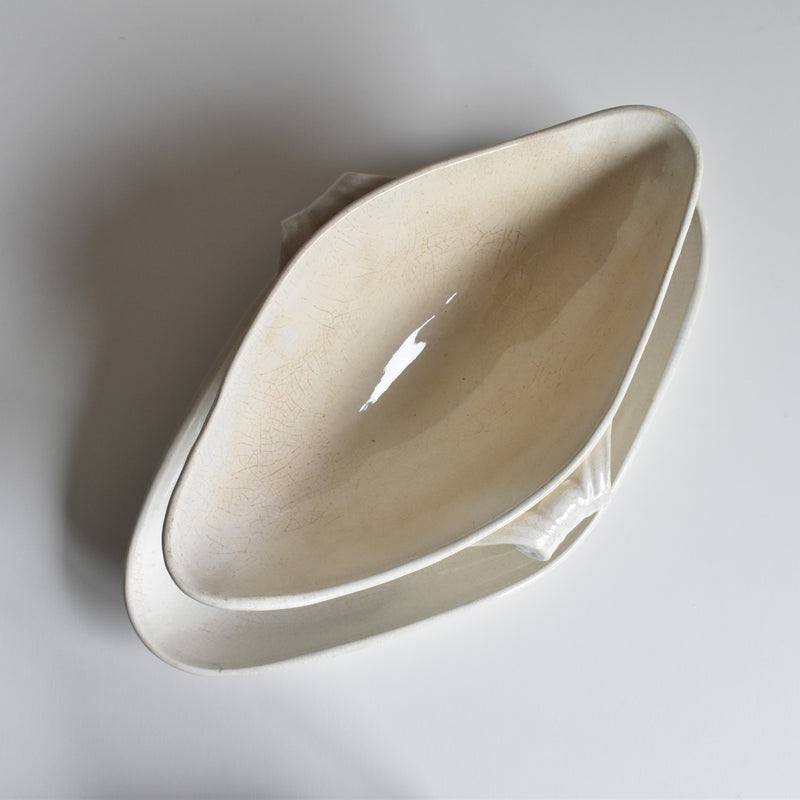 Antique Sauce Boat Sarreguemines White
