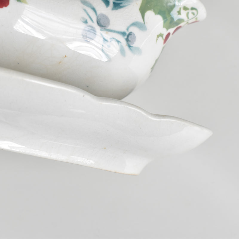 Antique Sauce Boat - Emile Bourgeois Gui & Houx (Holly and Mistletoe)