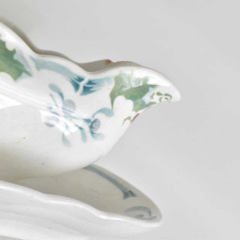 Antique Sauce Boat - Emile Bourgeois Gui & Houx (Holly and Mistletoe)