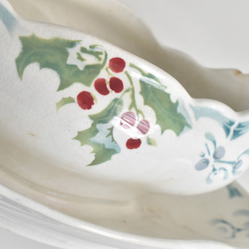 Antique Sauce Boat - Emile Bourgeois Gui & Houx (Holly and Mistletoe)