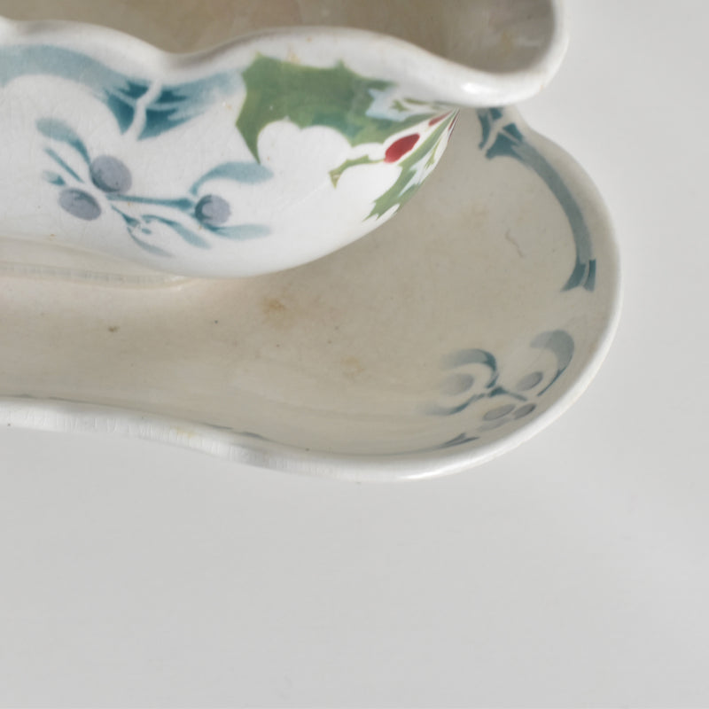 Antique Sauce Boat - Emile Bourgeois Gui & Houx (Holly and Mistletoe)