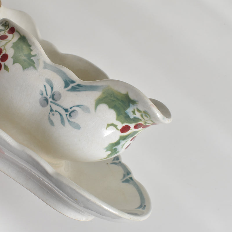 Antique Sauce Boat - Emile Bourgeois Gui & Houx (Holly and Mistletoe)