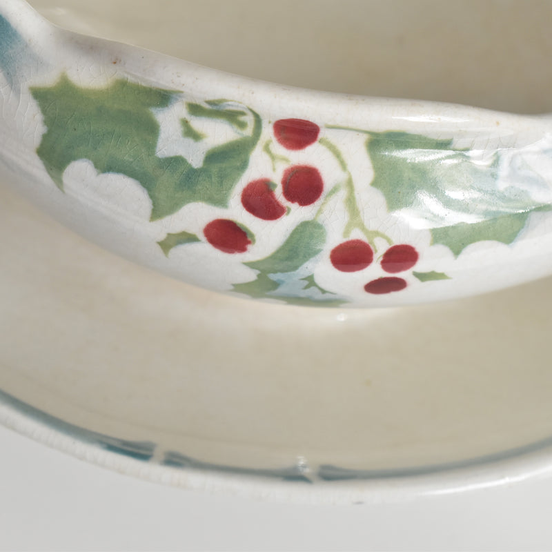 Antique Sauce Boat - Emile Bourgeois Gui & Houx (Holly and Mistletoe)