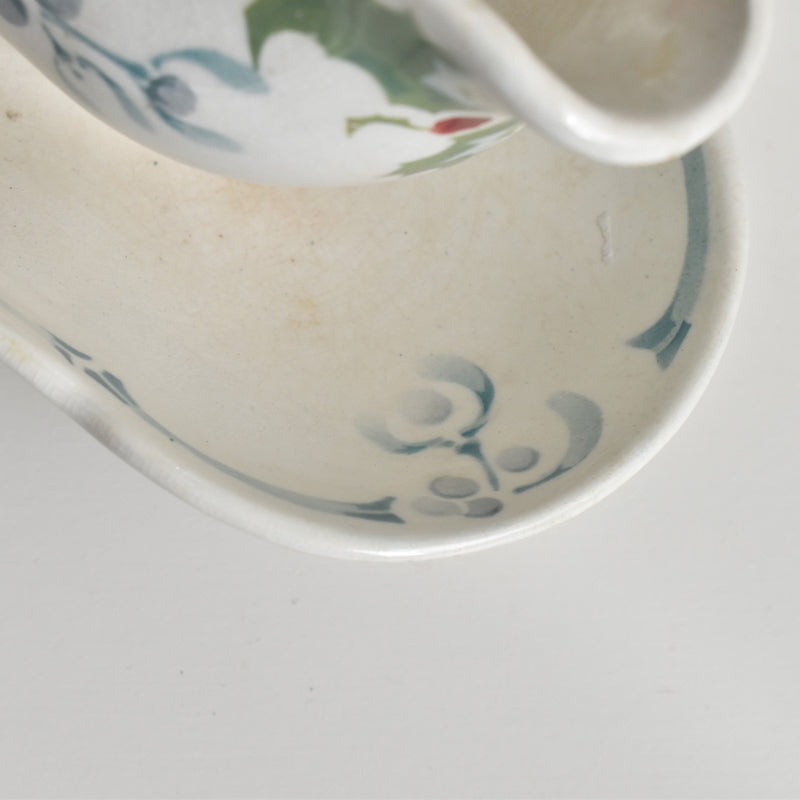 Antique Sauce Boat - Emile Bourgeois Gui & Houx (Holly and Mistletoe)