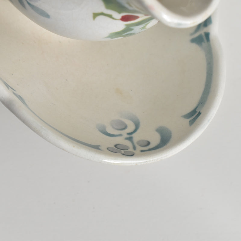Antique Sauce Boat - Emile Bourgeois Gui & Houx (Holly and Mistletoe)